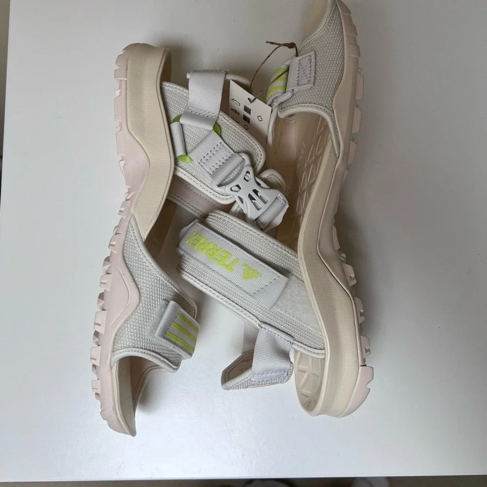 Adidas Terrex Cyprex Ultra DLX Sandals Wonder White Pulse Lime GZ9208 Mens 10
